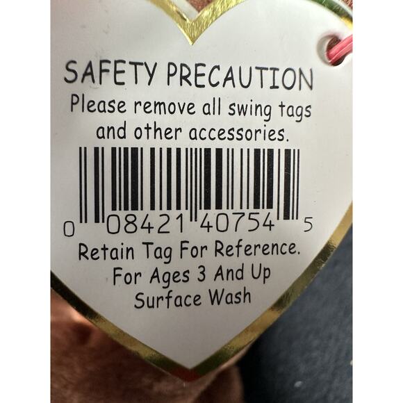 Trimmings Brown Moose TY Beanie Babies Red Antlers Red Green Feet 2007 Retired - Picture 9 of 10